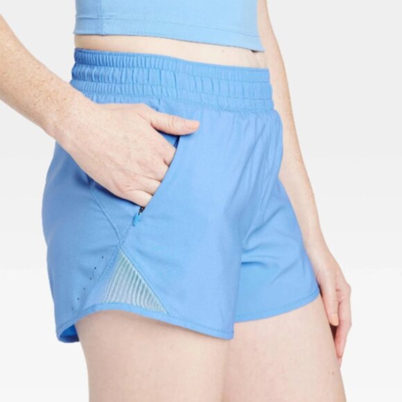 NWT All In Motion Women XL Blue Denim Woven Mid-Rise Elastic Waist Run Shorts 3 - Picture 2 of 14